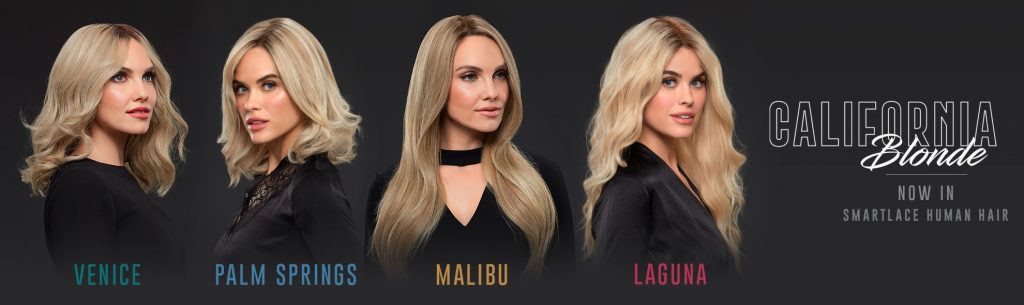 Various women wearing the new California Blonde Wig range by Jon Renau